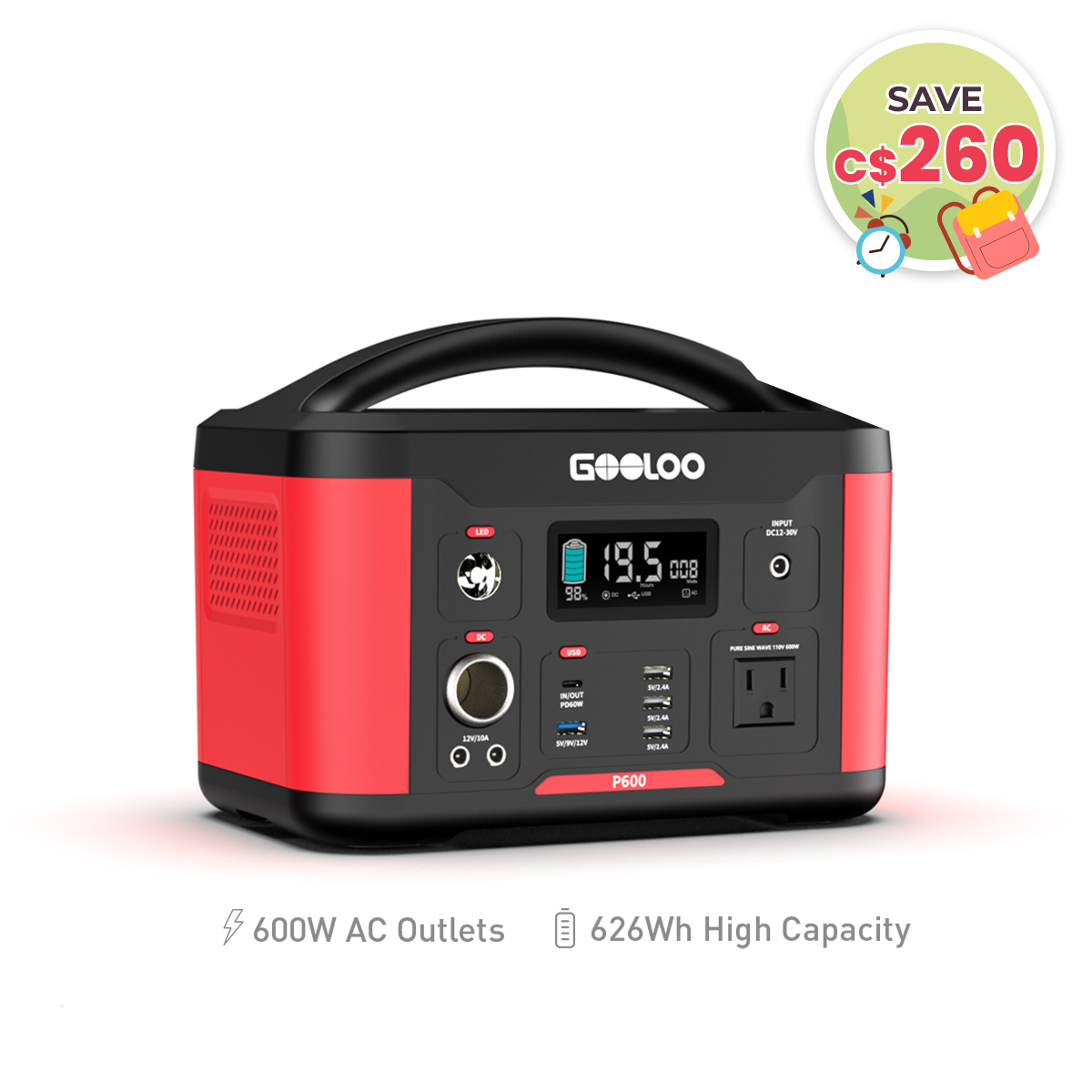 GOOLOO P600 ポータブル電源 GOOLOO P600 ポータブル電源