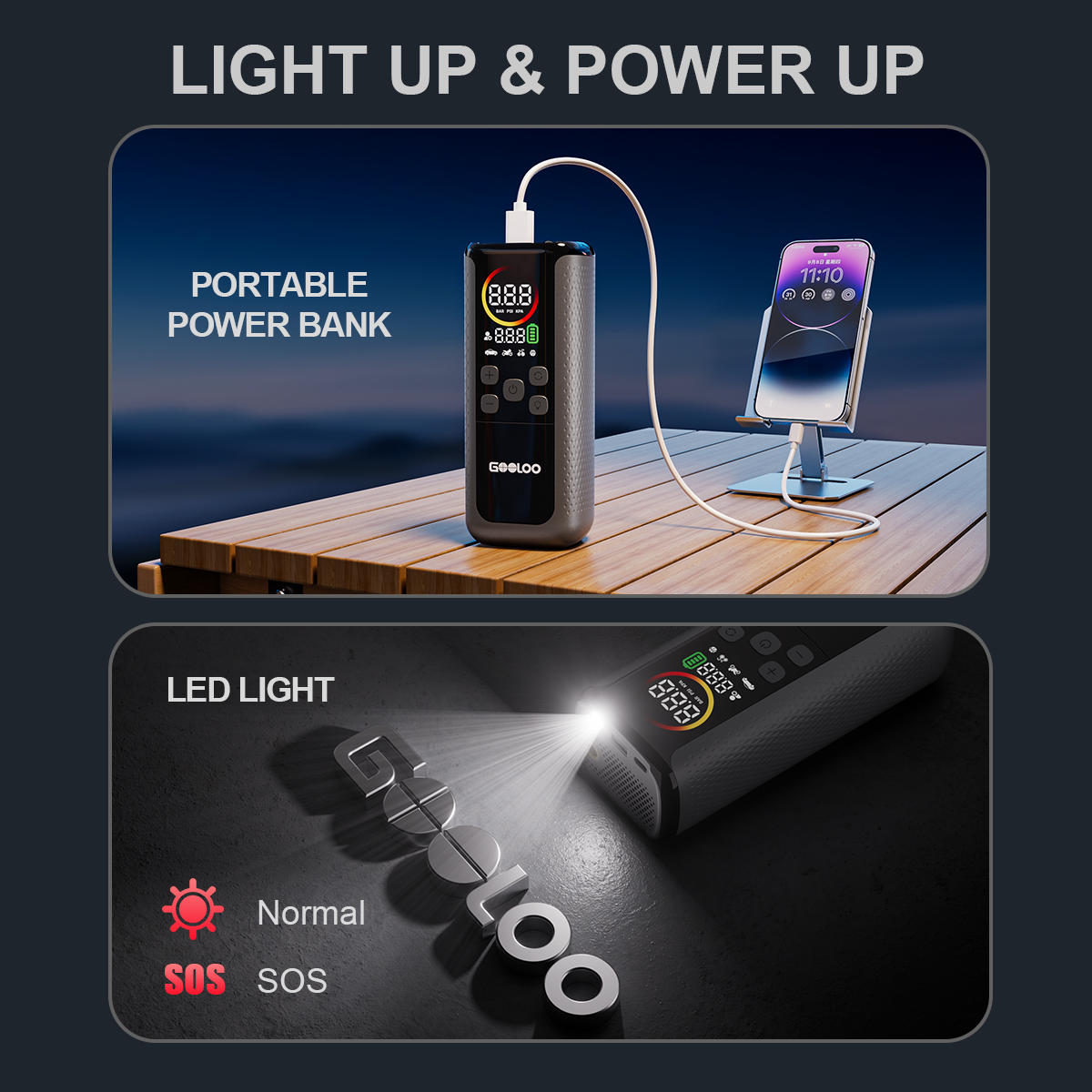 GOOLOO GT160 DUAL ReadyRide Tire Inflator | 2025 Muse Design Awards Winner