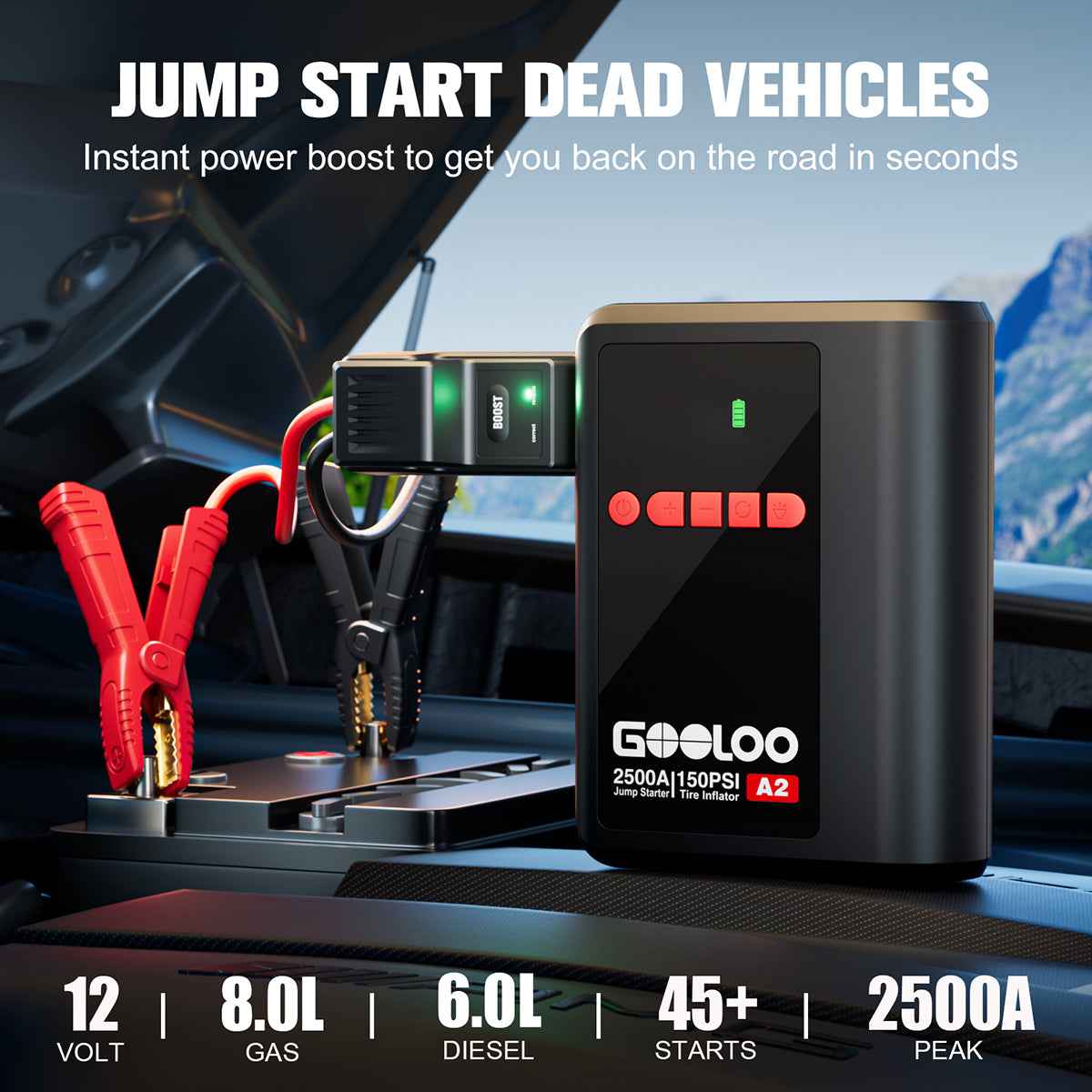 GOOLOO A2 Jump Starter with Air Compressor
