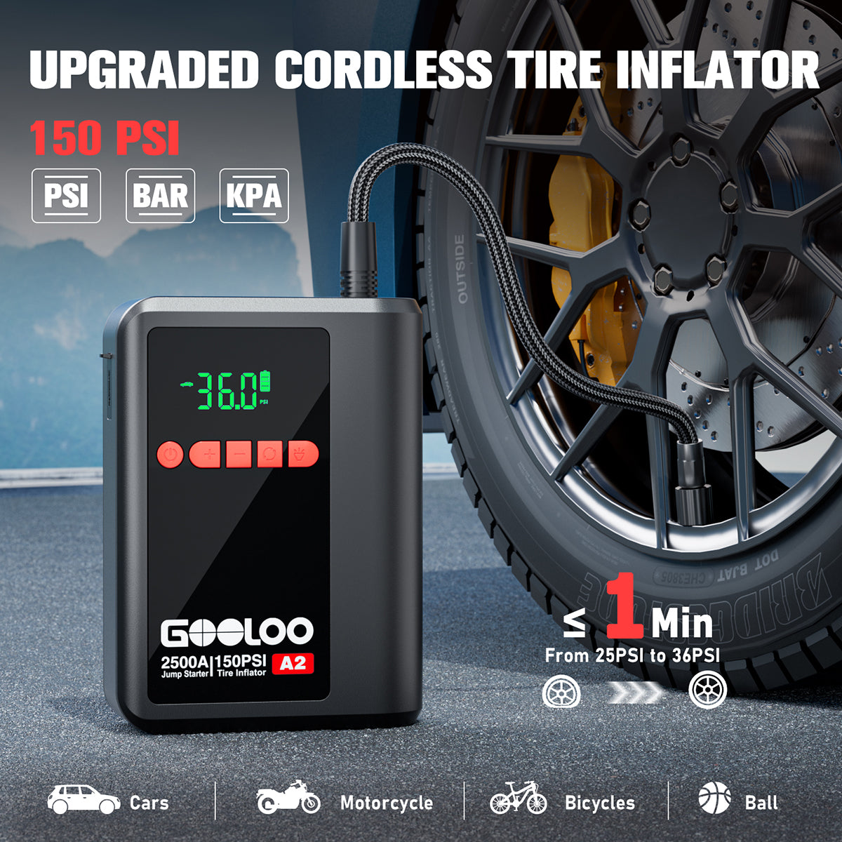 GOOLOO A2 Jump Starter with Air Compressor