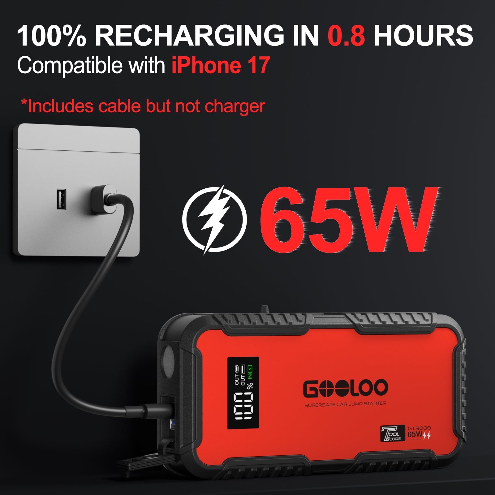 GOOLOO GT3000 Supersafe Jump Starter 3000A