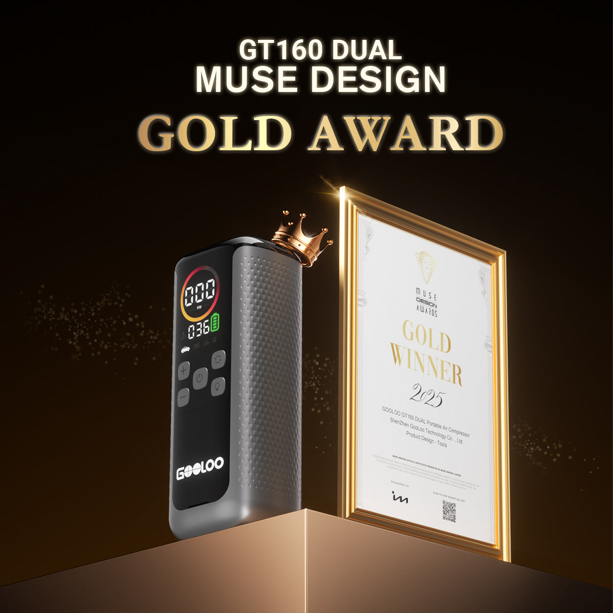 GOOLOO GT160 DUAL ReadyRide Tire Inflator | 2025 Muse Design Awards Winner