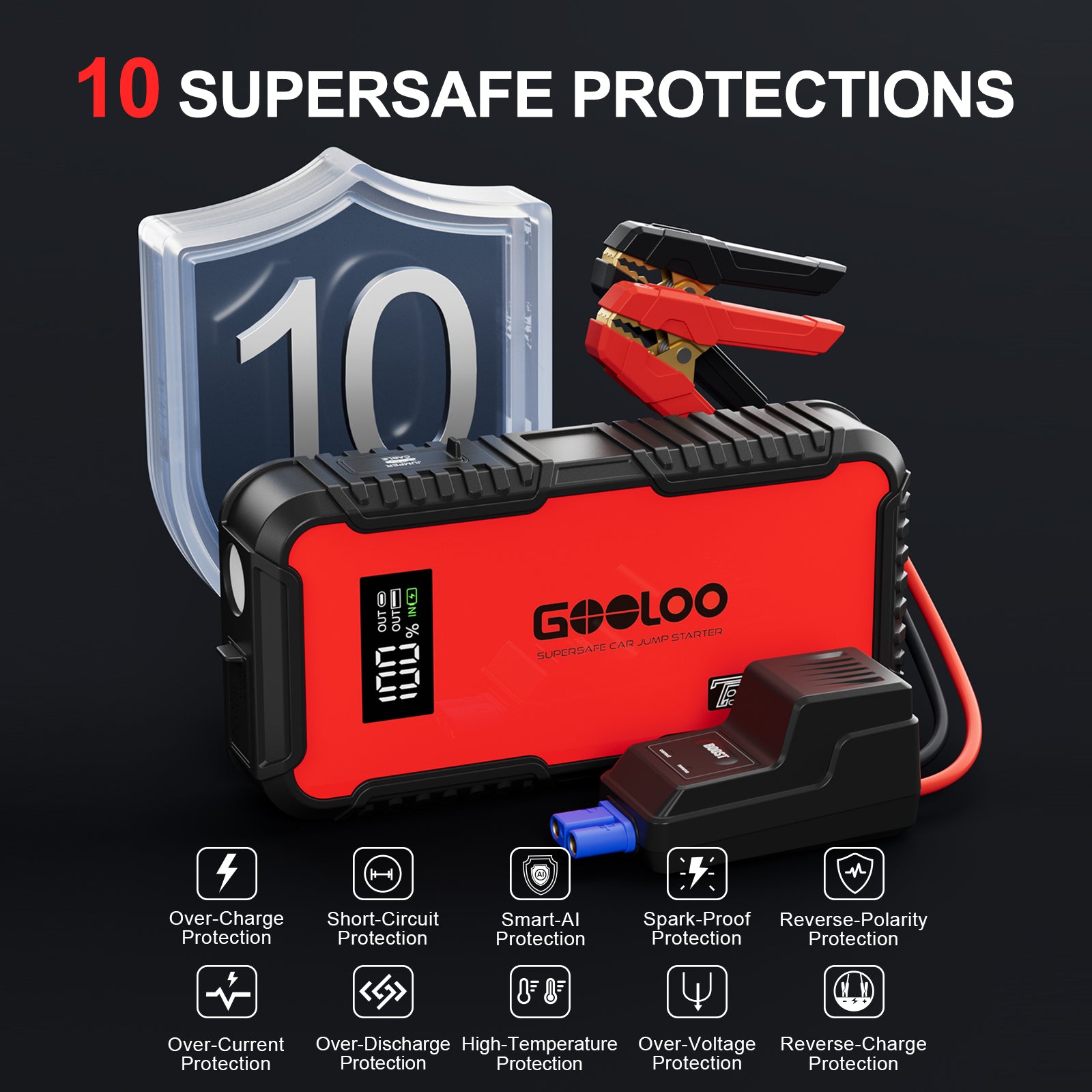 GOOLOO GT3000 Supersafe Jump Starter 3000A