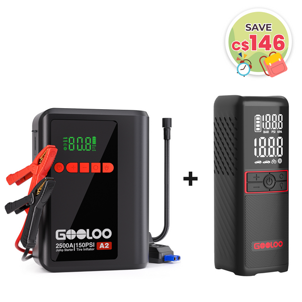 GOOLOO A2 Jump Starter with Air Compressor+GT160 Tire Inflator