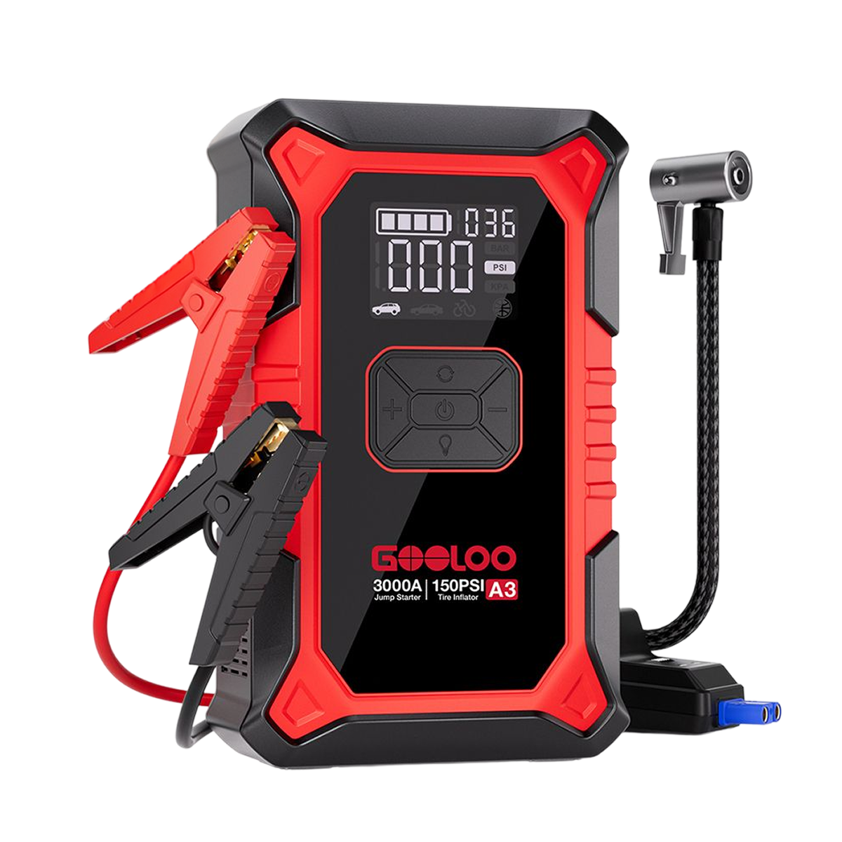 GOOLOO A3 Supersafe Jump Starter with Air Compressor 3000A