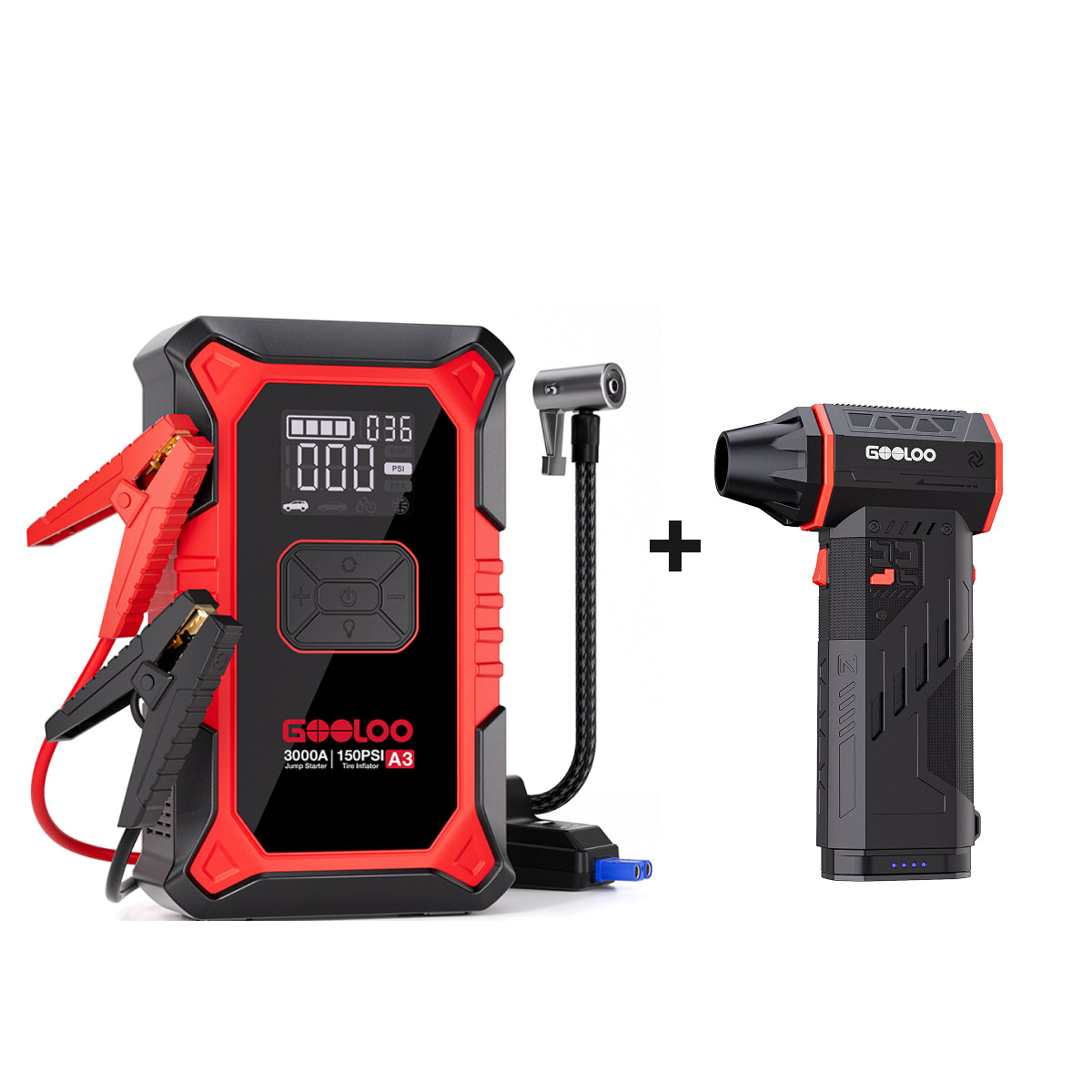 GOOLOO A3 Jump Starter with Air Compressor + F5S FlexPro Air Duster