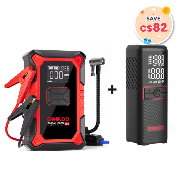 GOOLOO A3 Jump Starter with Air Compressor + GT160 Portable Tyre Inflator