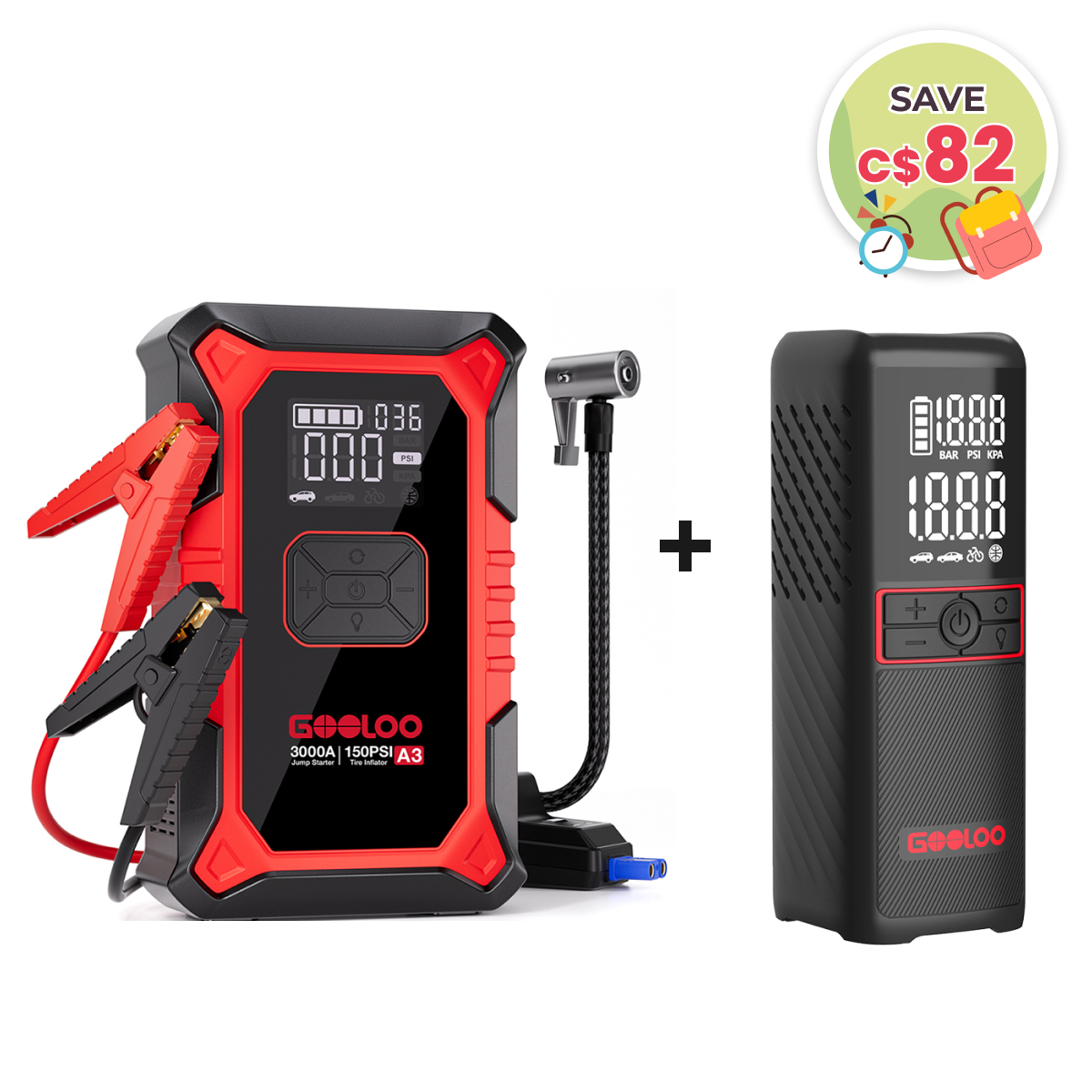 GOOLOO A3 Jump Starter with Air Compressor