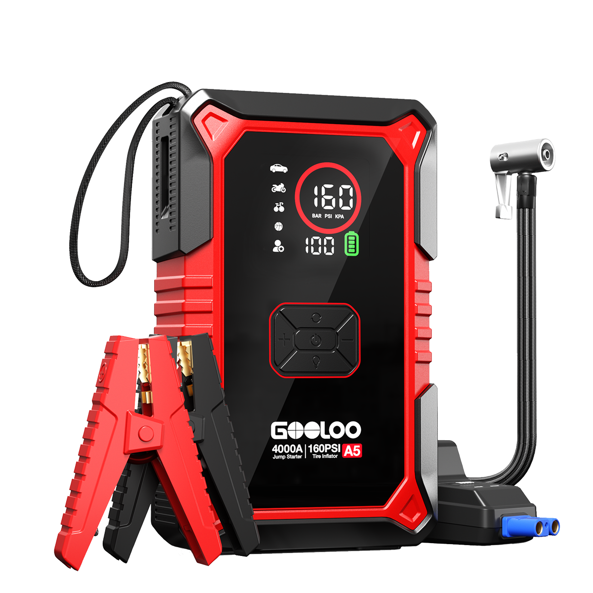 GOOLOO A5 Supersafe Jump Starter with Air Compressor 4000A