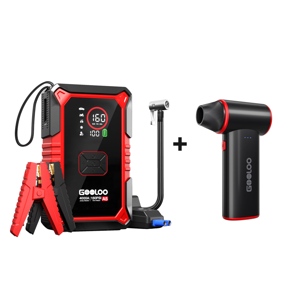 GOOLOO A5 Jump Starter with Air Compressor + F3 FlexPro Air Duster