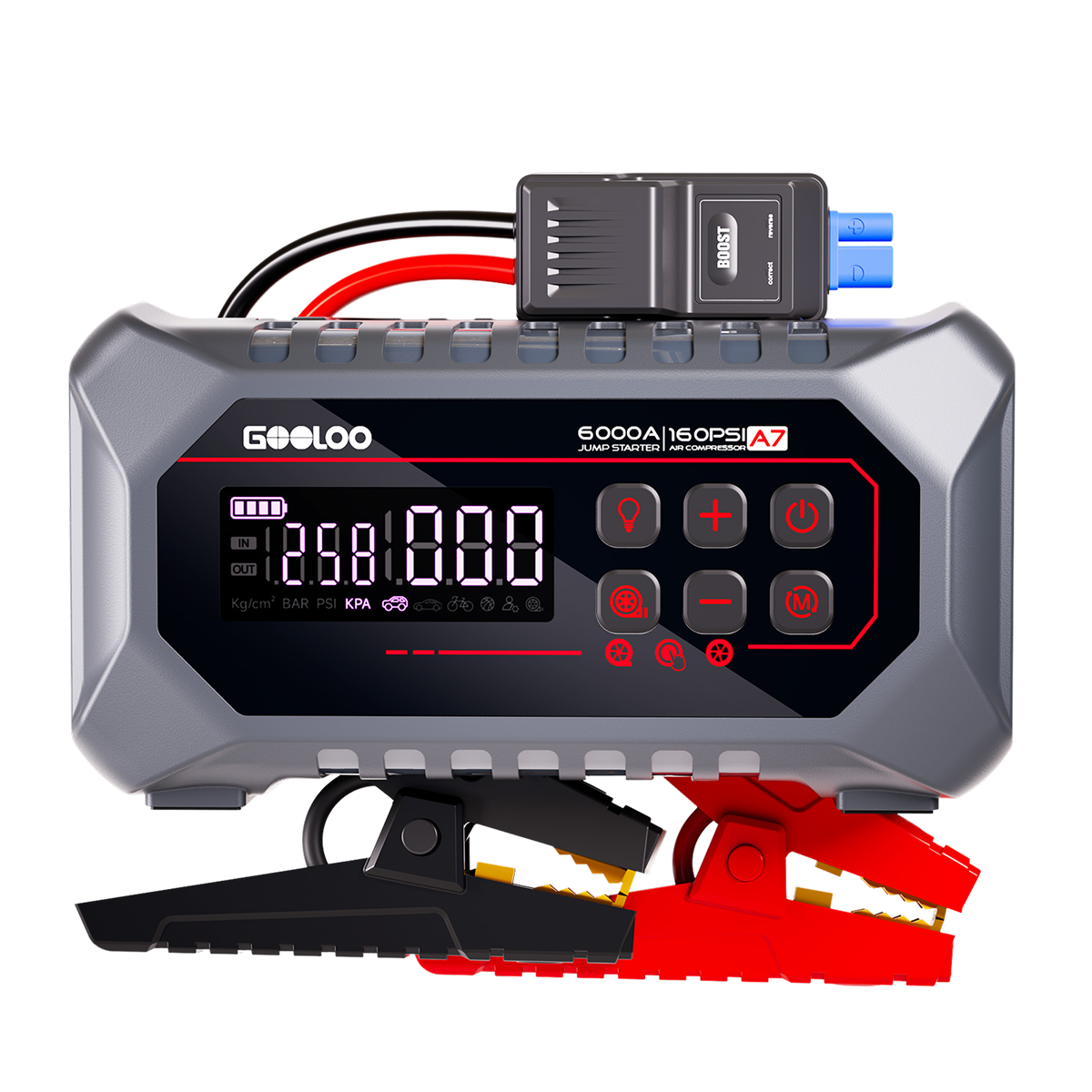 GOOLOO A7 Supersafe Jump Starter with Air Compressor and Air Pump 6000A