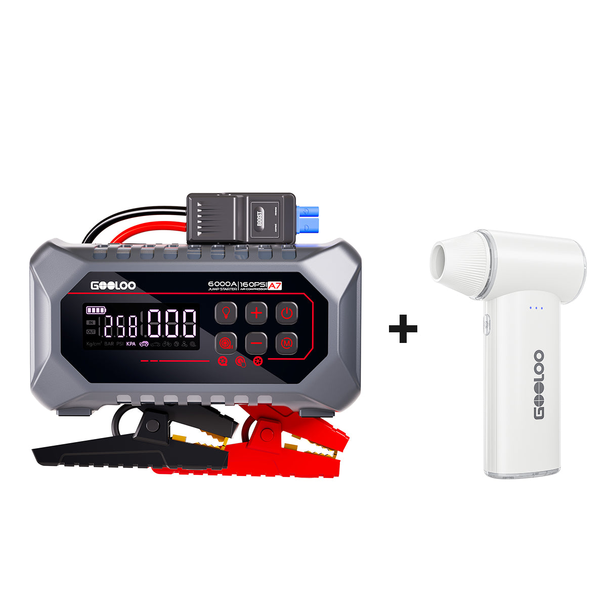 GOOLOO A7 Supersafe Jump Starter + F3 FlexPro Air Duster