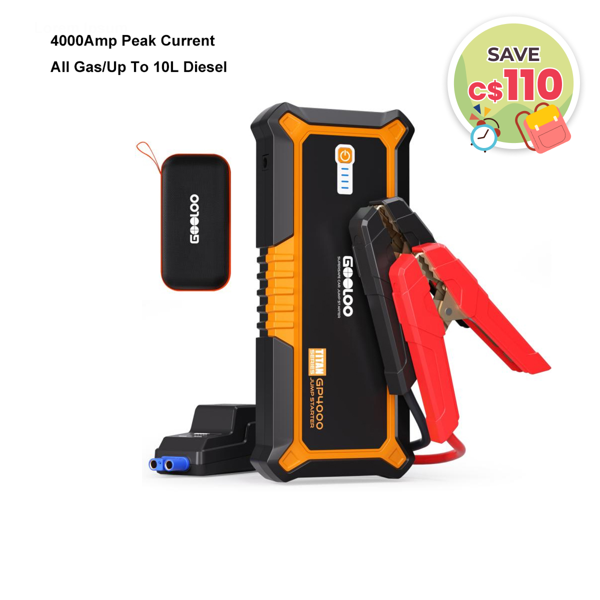 【Clearance Sale】GOOLOO GP4000 Portable Jump Starter