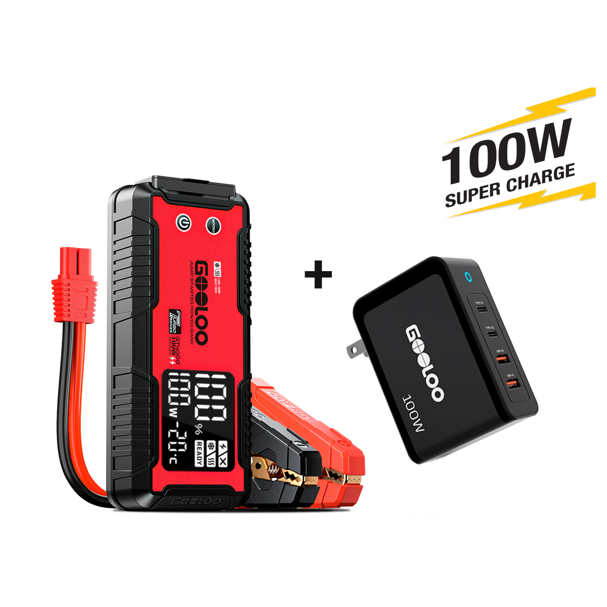 GOOLOO GT4000 Supersafe Jump Starter with 100W Wall Charger