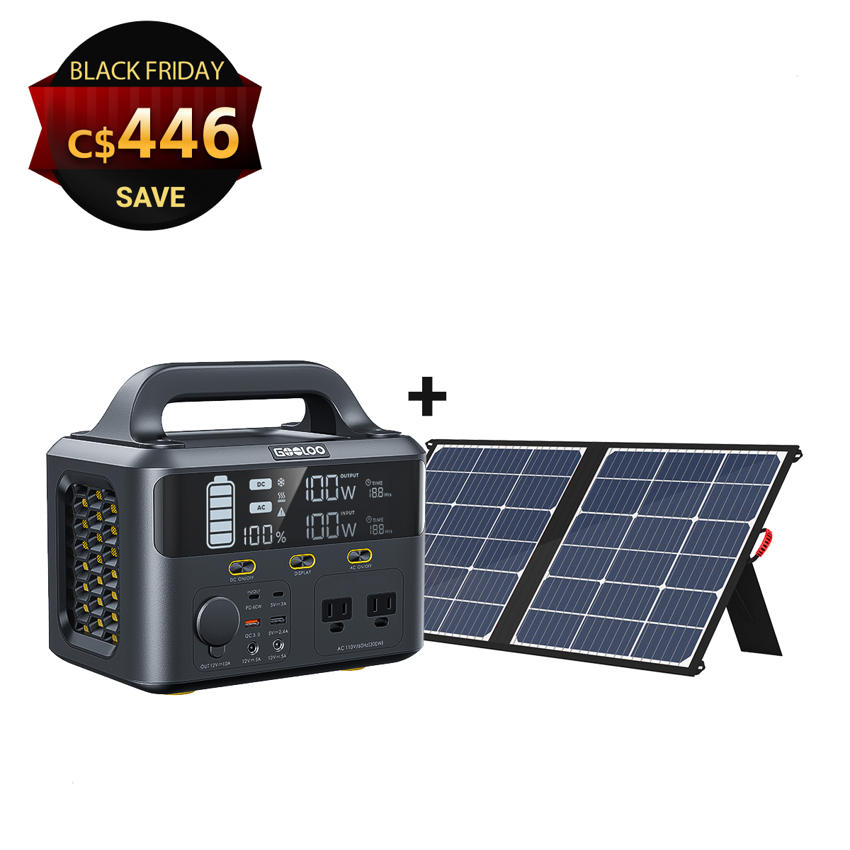 GOOLOO GTX300W / 299.52Wh 100W Solar Generator