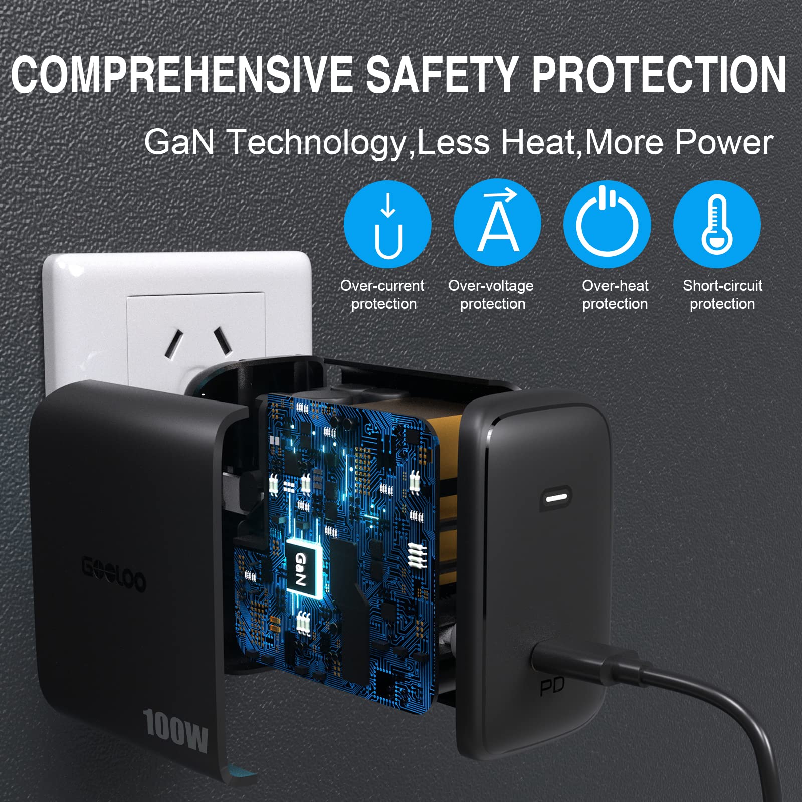 gooloo pd100w usb c wall charger