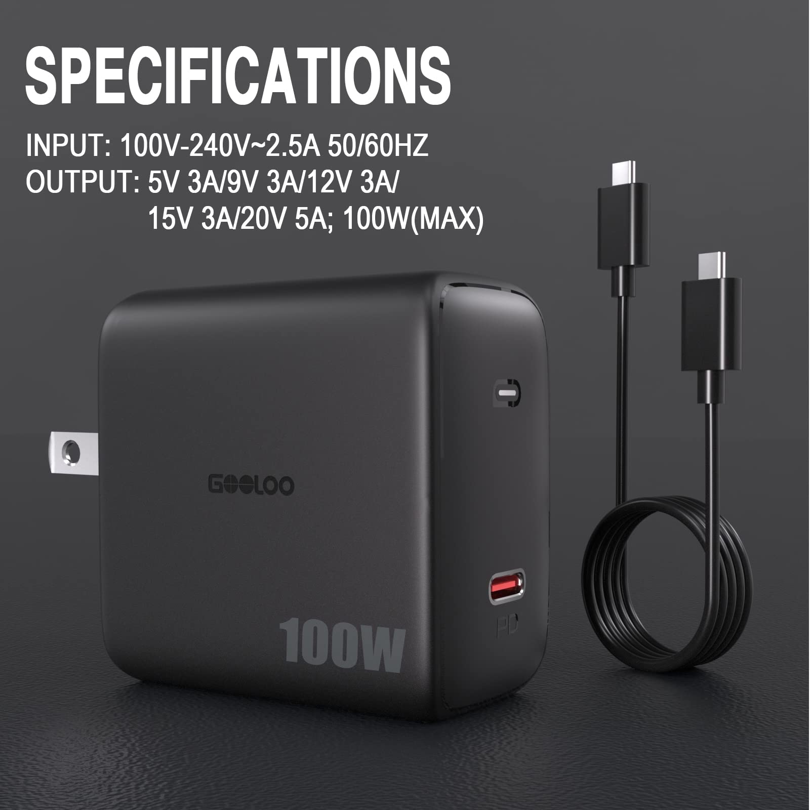 GOOLOO 100W Fast Charging Wall Charger CA.GOOLOO