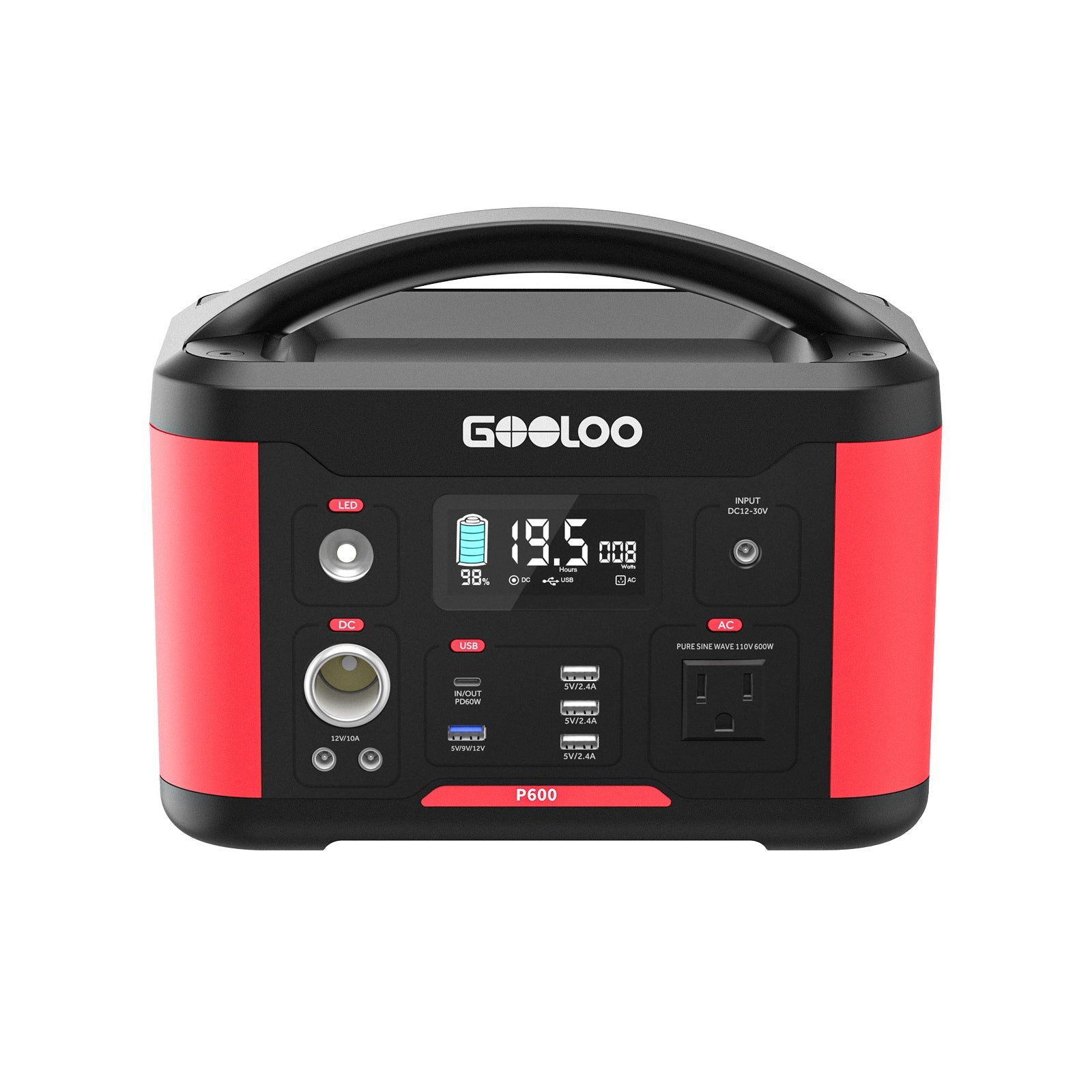 GOOLOO P600 Power Station | 600 W 626.4 Wh